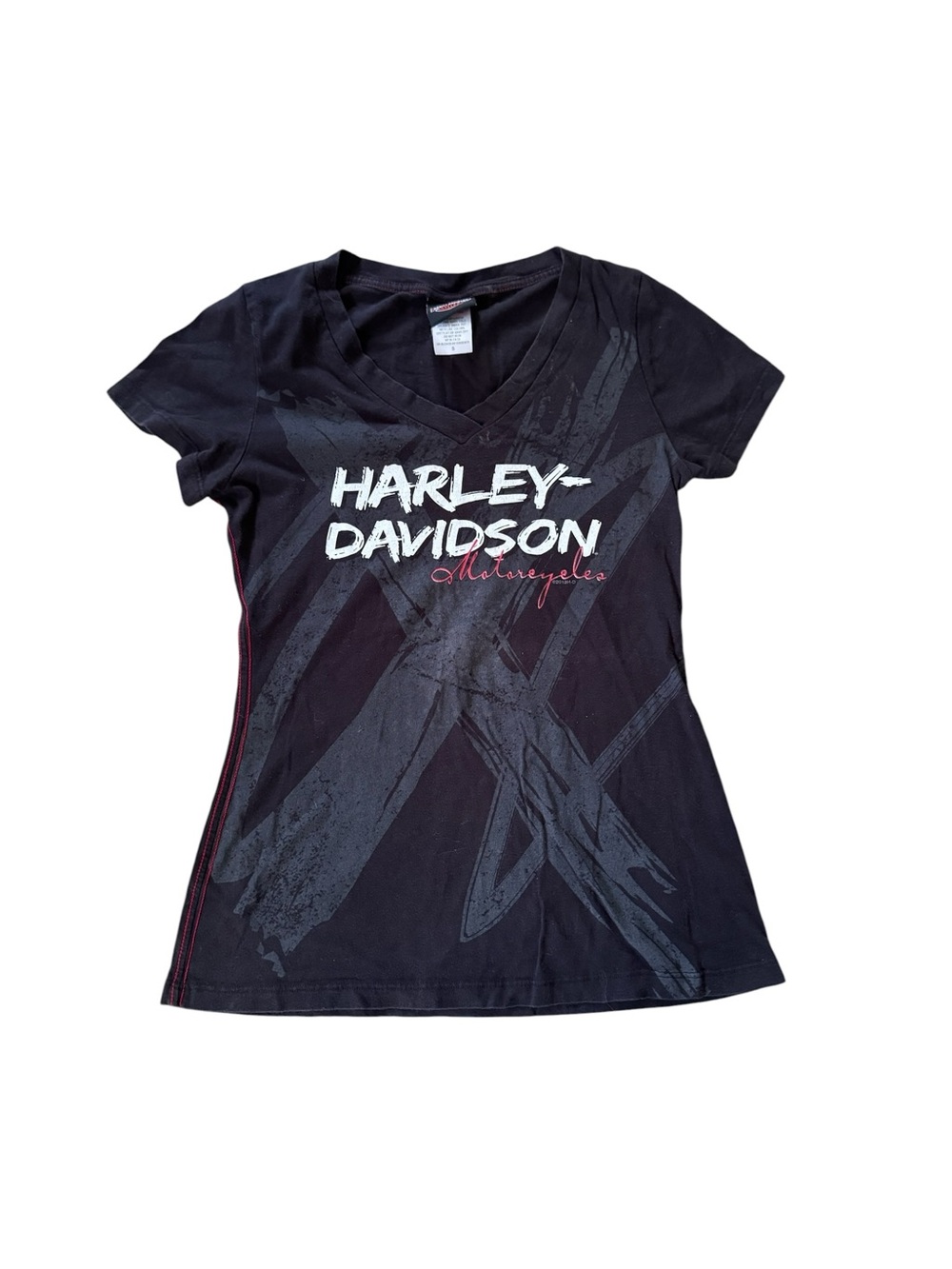 Harley Davidson Women’s Black V Neck Graphic T Shirt Small